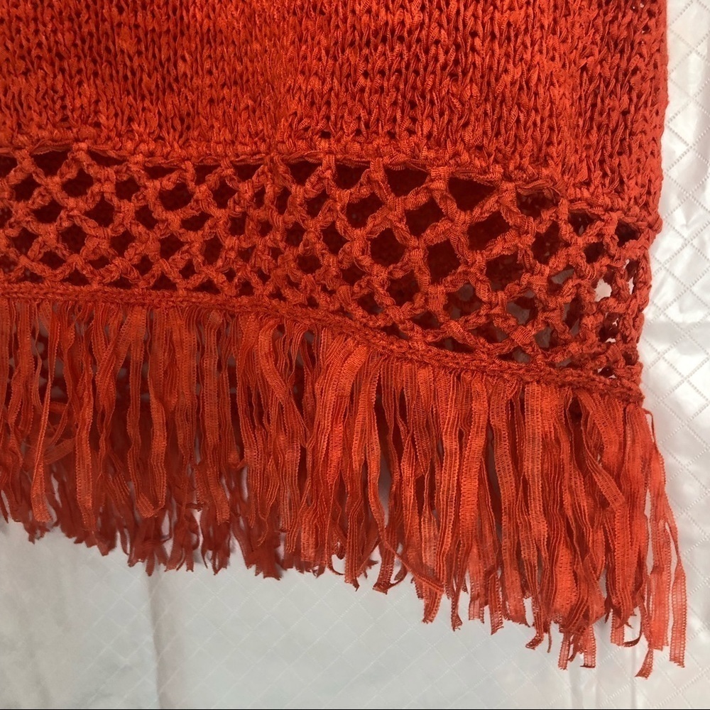 Midnight Velvet Orange sweater tank top Fringed M - Picture 2 of 8